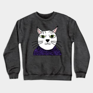 Portrait of Indigo Sweater Cat Crewneck Sweatshirt